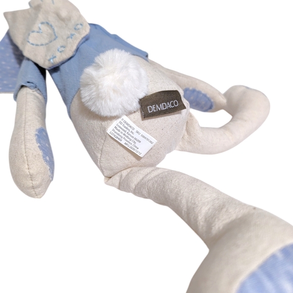 Demdaco Blue Baby Linen Plush Long Legs Floppy Ears Embroidered Easter - Picture 5 of 6